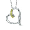 Thumbnail Image 0 of Peridot and Diamond Accent Looping Heart Pendant in Sterling Silver