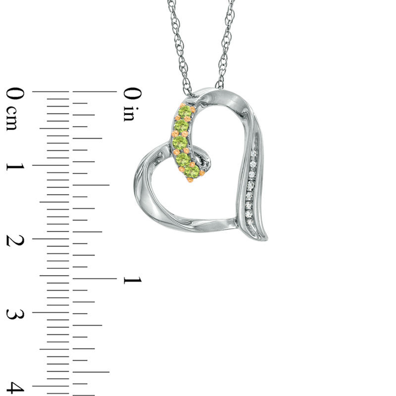 Peridot and Diamond Accent Looping Heart Pendant in Sterling Silver