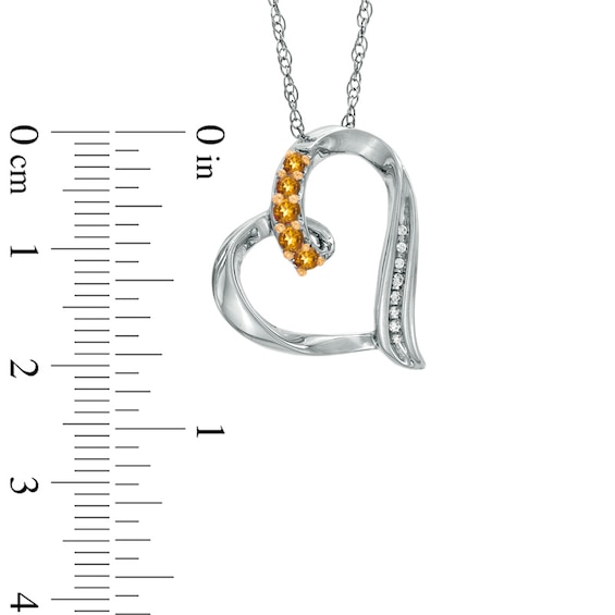 Citrine and Diamond Accent Looping Heart Pendant in Sterling Silver