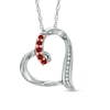 Thumbnail Image 0 of Garnet and Diamond Accent Looping Heart Pendant in Sterling Silver