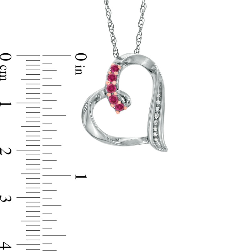 Main Image 2 of Lab-Created Ruby and Diamond Accent Looping Heart Pendant in Sterling Silver