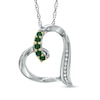 Thumbnail Image 1 of Lab-Created Emerald and Diamond Accent Looping Heart Pendant in Sterling Silver