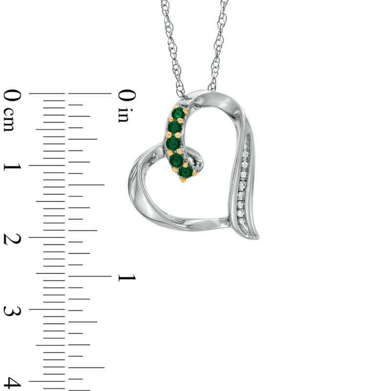 Main Image 2 of Lab-Created Emerald and Diamond Accent Looping Heart Pendant in Sterling Silver