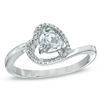 Thumbnail Image 1 of 5.0mm Sideways Heart-Shaped Lab-Created White Sapphire and Diamond Accent Promise Ring in Sterling Silver