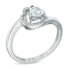 Thumbnail Image 1 of 5.0mm Sideways Heart-Shaped Lab-Created White Sapphire and Diamond Accent Promise Ring in Sterling Silver