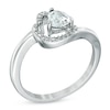 Thumbnail Image 2 of 5.0mm Sideways Heart-Shaped Lab-Created White Sapphire and Diamond Accent Promise Ring in Sterling Silver
