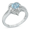 Thumbnail Image 1 of 6.0mm Heart-Shaped Aquamarine and Diamond Accent Ring in Sterling Silver