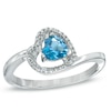 Thumbnail Image 1 of 5.0mm Sideways Heart-Shaped Blue Topaz and Diamond Accent Ring in Sterling Silver
