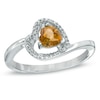 Thumbnail Image 0 of 5.0mm Sideways Heart-Shaped Citrine and Diamond Accent Ring in Sterling Silver
