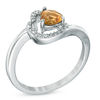 Thumbnail Image 1 of 5.0mm Sideways Heart-Shaped Citrine and Diamond Accent Ring in Sterling Silver