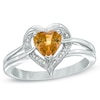 Thumbnail Image 0 of 6.0mm Heart-Shaped Citrine and Diamond Accent Ring in Sterling Silver