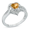 Thumbnail Image 1 of 6.0mm Heart-Shaped Citrine and Diamond Accent Ring in Sterling Silver