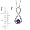 Thumbnail Image 2 of 5.5mm Amethyst and Diamond Accent Infinity Pendant in Sterling Silver