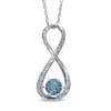 Thumbnail Image 0 of 5.5mm Aquamarine and Diamond Accent Infinity Pendant in Sterling Silver