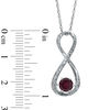 Thumbnail Image 1 of 5.5mm Garnet and Diamond Accent Infinity Pendant in Sterling Silver