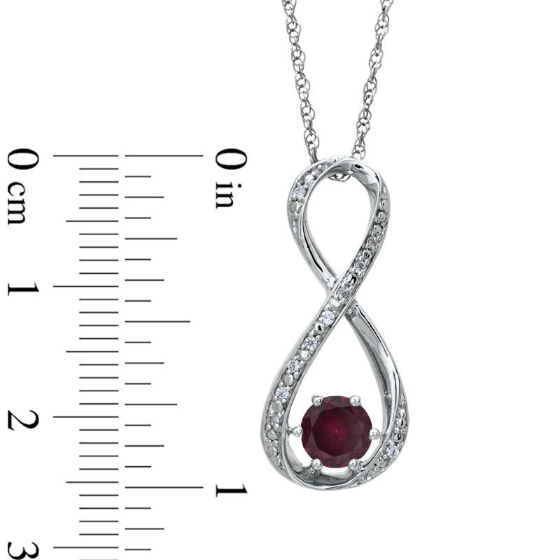 5.5mm Garnet and Diamond Accent Infinity Pendant in Sterling Silver