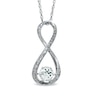Thumbnail Image 1 of 5.5mm Lab-Created White Sapphire and Diamond Accent Infinity Pendant in Sterling Silver