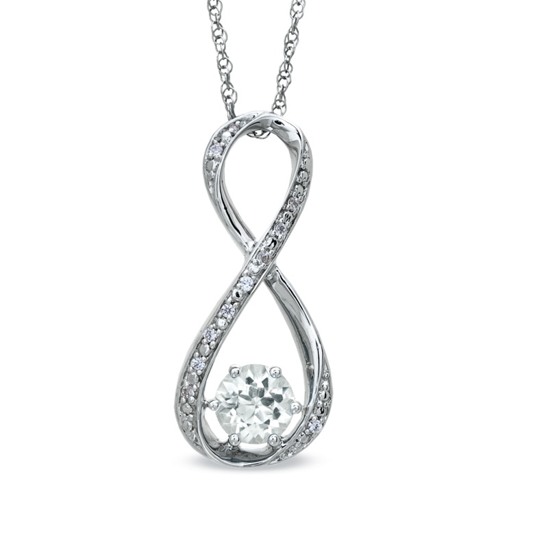 Main Image 1 of 5.5mm Lab-Created White Sapphire and Diamond Accent Infinity Pendant in Sterling Silver