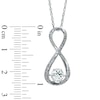 Thumbnail Image 2 of 5.5mm Lab-Created White Sapphire and Diamond Accent Infinity Pendant in Sterling Silver