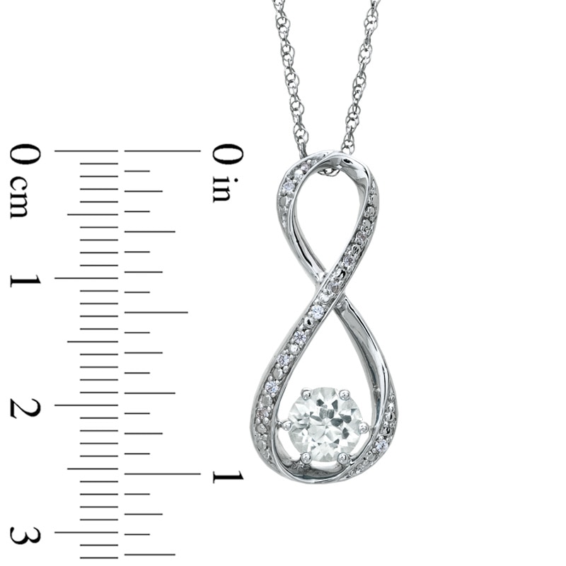 Main Image 2 of 5.5mm Lab-Created White Sapphire and Diamond Accent Infinity Pendant in Sterling Silver