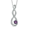 Thumbnail Image 0 of 5.5mm Amethyst and Diamond Accent Twist Pendant in Sterling Silver