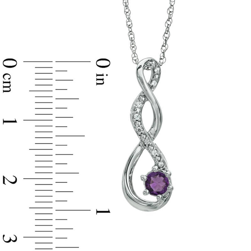 5.5mm Amethyst and Diamond Accent Twist Pendant in Sterling Silver