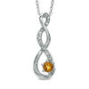 Thumbnail Image 0 of 5.5mm Citrine and Diamond Accent Twist Pendant in Sterling Silver