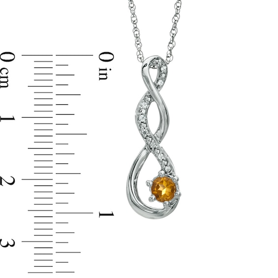 5.5mm Citrine and Diamond Accent Twist Pendant in Sterling Silver