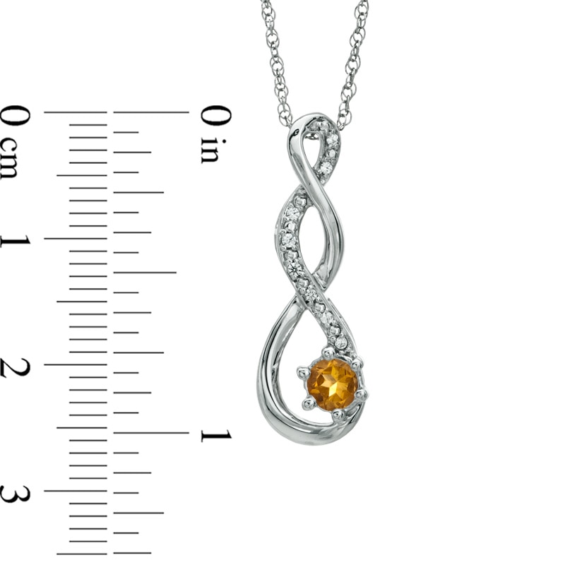 5.5mm Citrine and Diamond Accent Twist Pendant in Sterling Silver