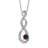 Thumbnail Image 0 of 5.5mm Garnet and Diamond Accent Twist Pendant in Sterling Silver