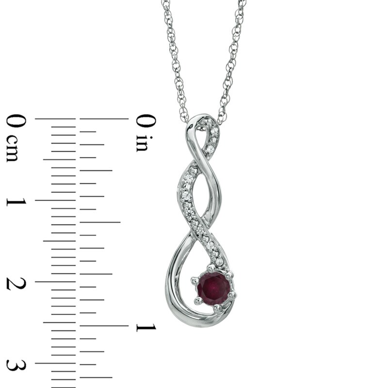 5.5mm Garnet and Diamond Accent Twist Pendant in Sterling Silver