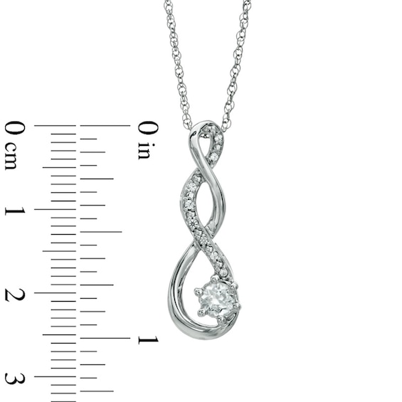 5.5mm Lab-Created White Sapphire and Diamond Accent Twist Pendant in Sterling Silver