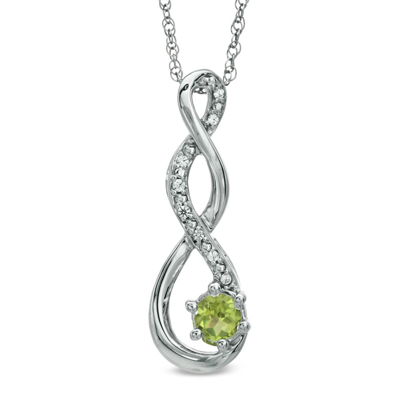 4.5mm Peridot and Diamond Accent Twist Pendant in Sterling Silver