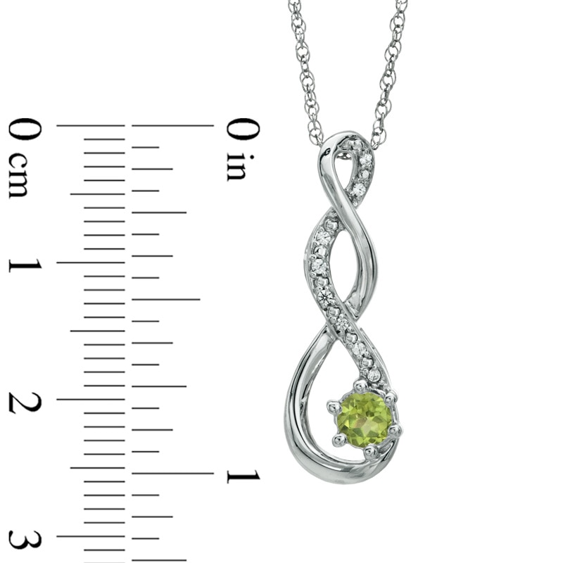 4.5mm Peridot and Diamond Accent Twist Pendant in Sterling Silver