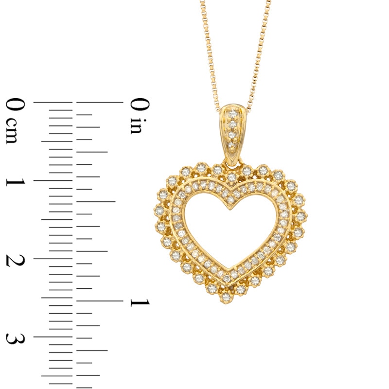 Main Image 2 of 1/3 CT. T.W. Diamond Heart Pendant in Sterling Silver and 14K Gold Plate