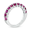 Thumbnail Image 1 of Lab-Created Pink Sapphire Anniversary Band in Sterling Silver