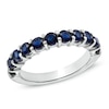 Thumbnail Image 1 of Lab-Created Blue Sapphire Anniversary Band in Sterling Silver