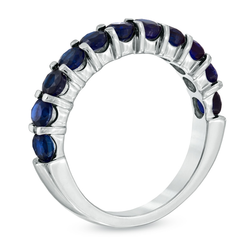Main Image 2 of Lab-Created Blue Sapphire Anniversary Band in Sterling Silver