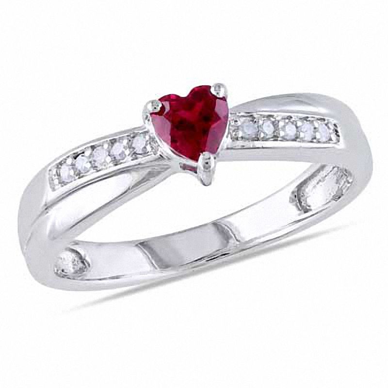 Pear-Shaped Lab-Created Ruby and 1/10 CT. T.W. Diamond Ring in Sterling  Silver with 14K Rose Gold Plate | Zales Outlet