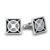 Thumbnail Image 1 of Men's Black and Grey Enamel Square Cuff Links in Sterling Silver