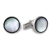 Men's Round Mother-of-Pearl and Onyx Cuff Links in Sterling Silver
