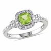 Thumbnail Image 1 of 5.0mm Cushion-Cut Peridot and 1/5 CT. T.W. Diamond Frame Ring in 10K White Gold