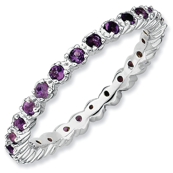 Stackable Expressions™ Amethyst Eternity Band in Sterling Silver Zales