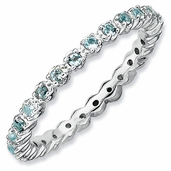 Zales Stackable Expressionsa Aquamarine Eternity Band in Sterling Silver Hamilton Place