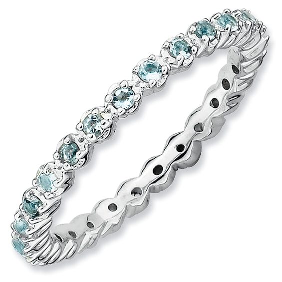 Stackable Expressions™ Aquamarine Eternity Band in Sterling Silver Zales