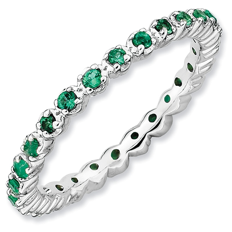 Stackable Expressions™ Lab-Created Emerald Eternity Band in Sterling Silver