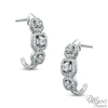 Thumbnail Image 1 of 1/2 CT. T.W. Diamond Past Present Future® Frame J-Hoop Earrings in 14K White Gold