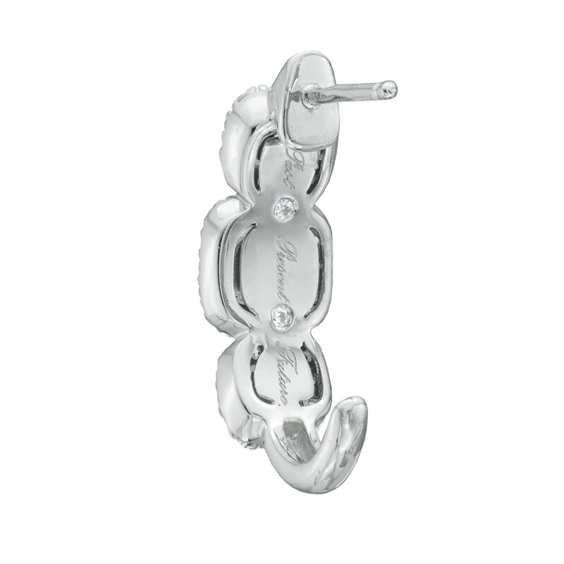 Main Image 2 of 1/2 CT. T.W. Diamond Past Present Future® Frame J-Hoop Earrings in 14K White Gold
