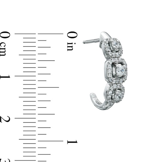 1/2 CT. T.w. Diamond Past Present FutureÂ® Frame J-Hoop Earrings in 14K White Gold