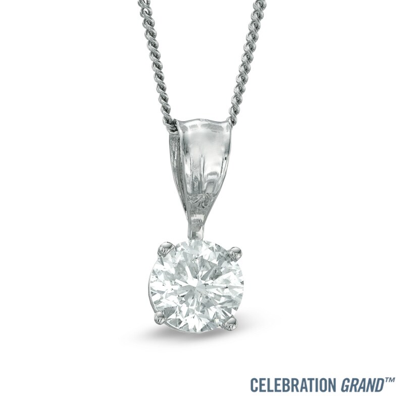 Main Image 1 of Celebration Ideal 1/2 CT. Certified Diamond Solitaire Pendant in 14K White Gold (K/I1)